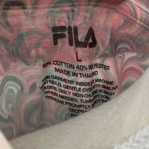 Fila Women's Short Sleeve Tee with Marbleized Pastel Pattern SZ L RARE - Picture 2 of 9